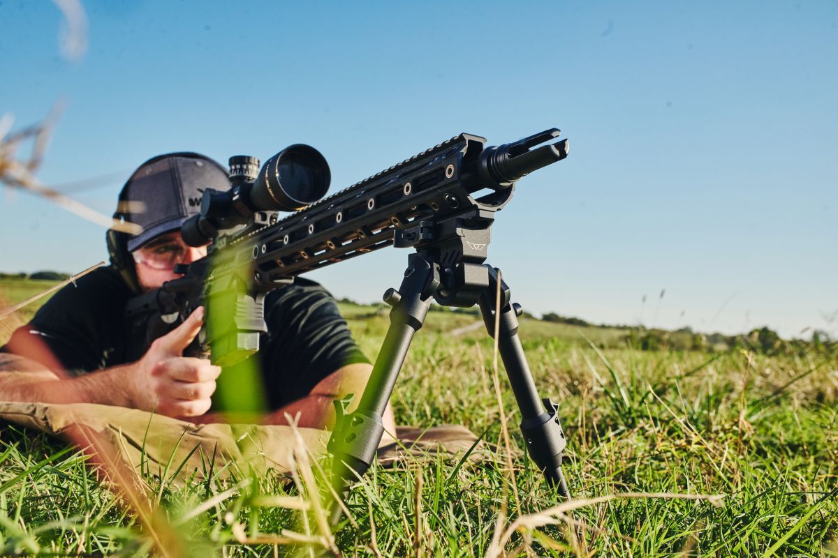 shooting rifle on a bipod
