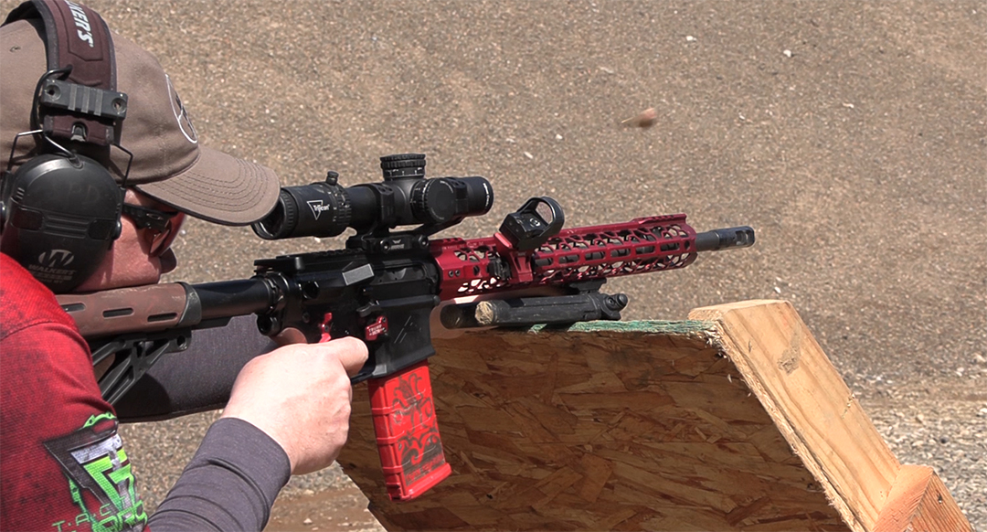 Warne AR15 scope Mount with a 45-degree red dot mount