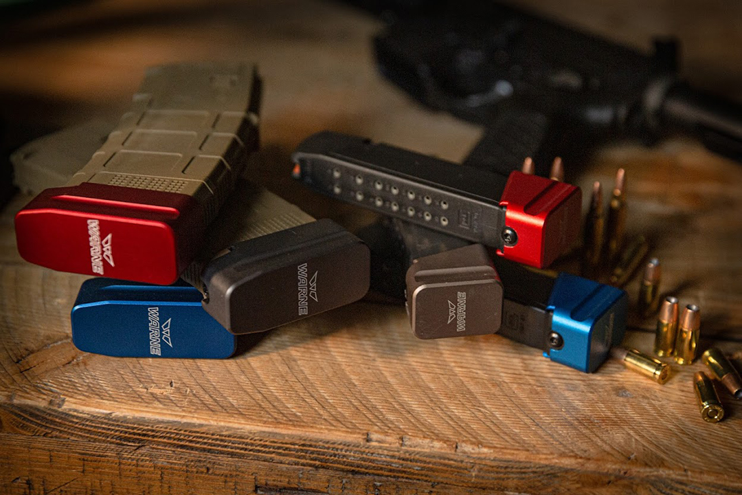 different colors of Warne Magazine Extensions and Base pads